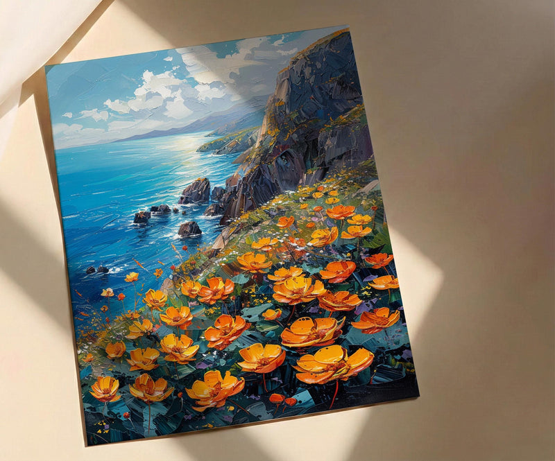 Jeju Island Wall Art, Volcanic Coast Decor - Black Rock Landscape
