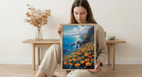 Jeju Island Wall Art, Volcanic Coast Decor - Black Rock Landscape