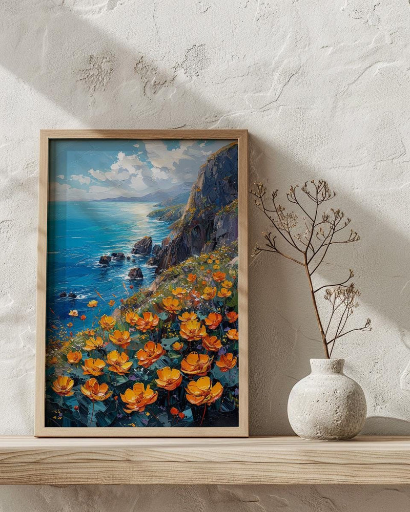 Jeju Island Wall Art, Volcanic Coast Decor - Black Rock Landscape