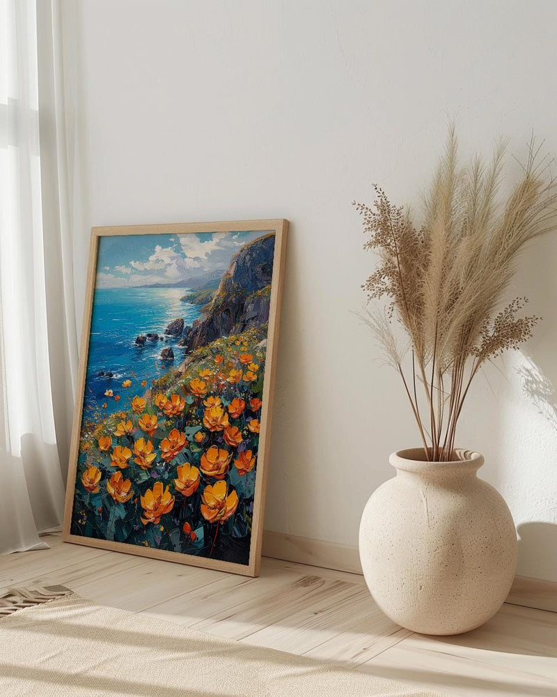 Jeju Island Wall Art, Volcanic Coast Decor - Black Rock Landscape