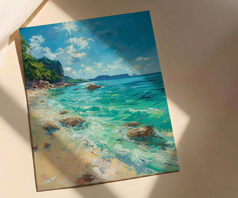 Okinawa Beach Art Print, Crystal Clear Water - Coral Reef Decor