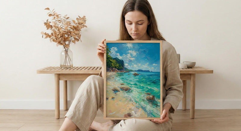 Okinawa Beach Art Print, Crystal Clear Water - Coral Reef Decor
