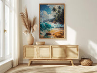 Sri Lanka Surf Wall Art, Turquoise Wave Decor - Golden Sand Beach
