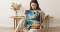Sri Lanka Surf Wall Art, Turquoise Wave Decor - Golden Sand Beach