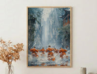 Shaolin Monk Poster, Martial Arts Decor - Misty Temple Art