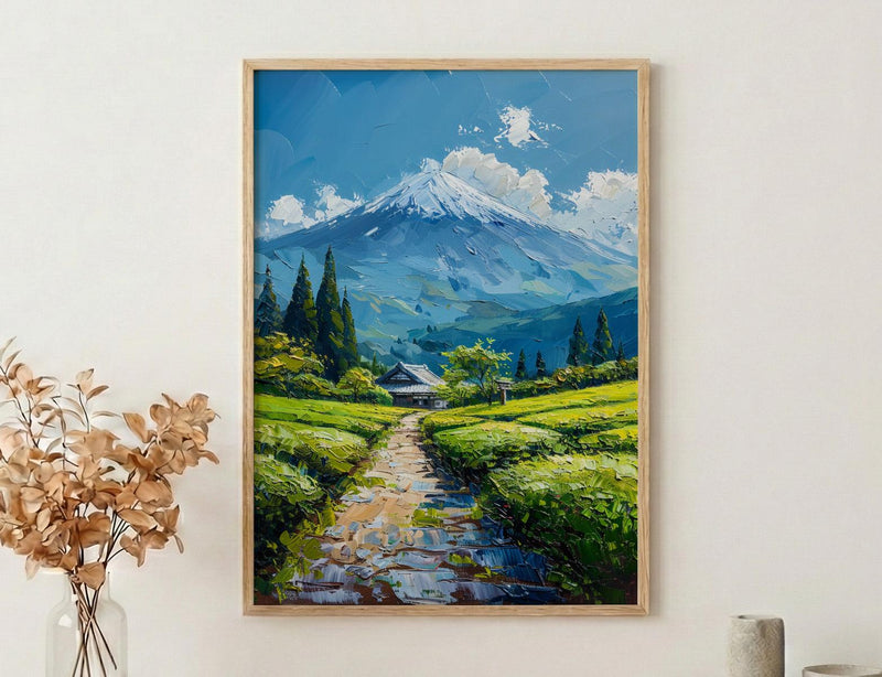 Mount Fuji Wall Art, Green Tea Field - Japan Landscape Print