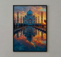 Taj Mahal Art Print, Peach Sunrise Decor - India Landscape