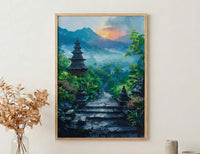 Borobudur Wall Art, Stone Stupa Decor - Indonesia Sunrise
