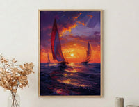 Boracay Sunset Wall Art, Paraw Sailboat Decor - Purple Ocean Print