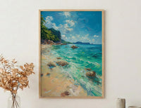 Okinawa Beach Art Print, Crystal Clear Water - Coral Reef Decor