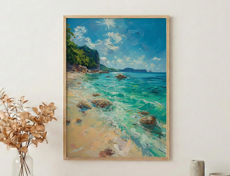 Okinawa Beach Art Print, Crystal Clear Water - Coral Reef Decor