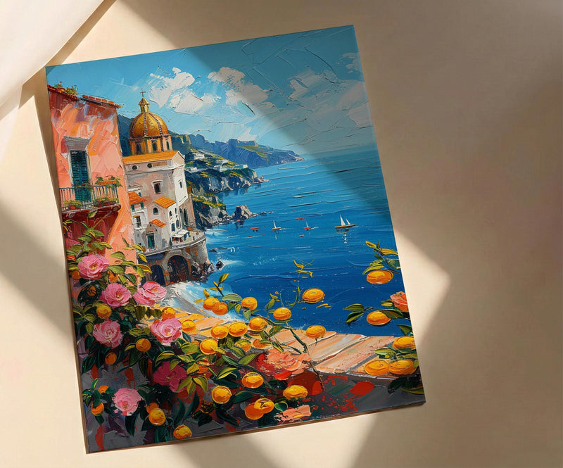 Amalfi Coast Art Print, Italy Coastal Decor - Lemon Tree Poster