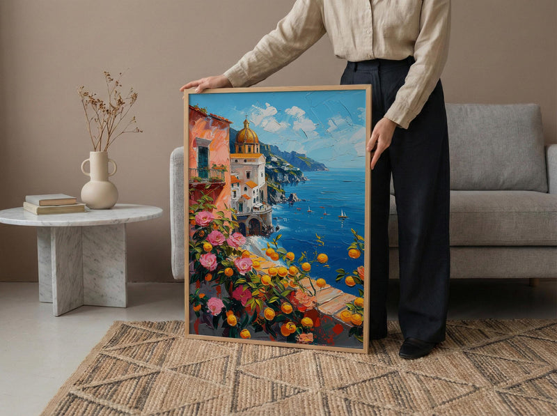 Amalfi Coast Art Print, Italy Coastal Decor - Lemon Tree Poster