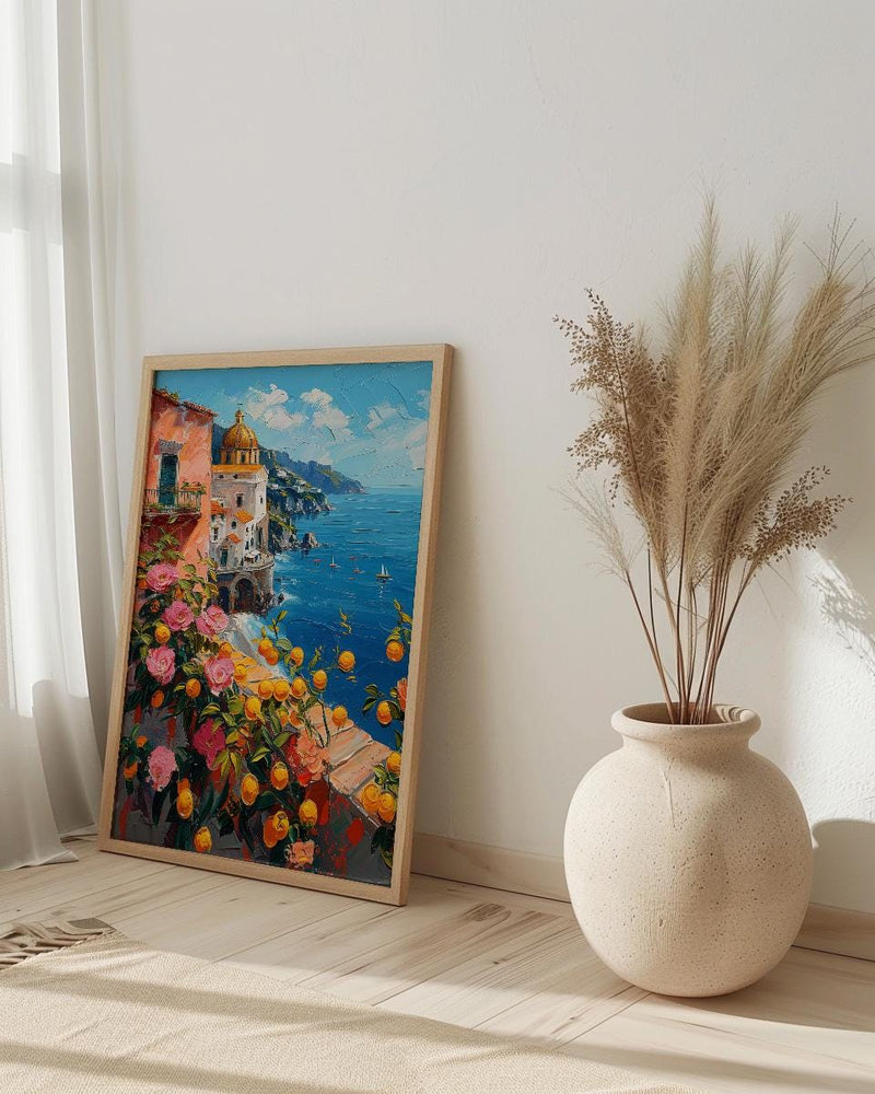 Amalfi Coast Art Print, Italy Coastal Decor - Lemon Tree Poster