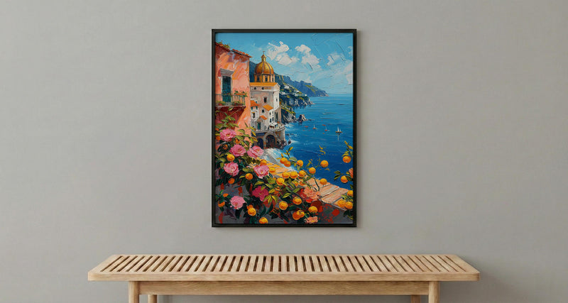 Amalfi Coast Art Print, Italy Coastal Decor - Lemon Tree Poster