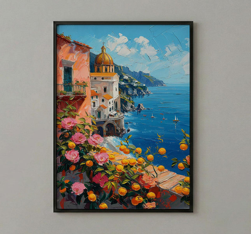 Amalfi Coast Art Print, Italy Coastal Decor - Lemon Tree Poster