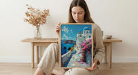 Santorini Wall Art, Greece Beach Decor - Blue Dome Poster