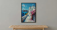 Santorini Wall Art, Greece Beach Decor - Blue Dome Poster