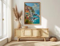 Cinque Terre Art Print, Italy Coastal Decor - Pastel House Print
