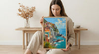 Cinque Terre Art Print, Italy Coastal Decor - Pastel House Print