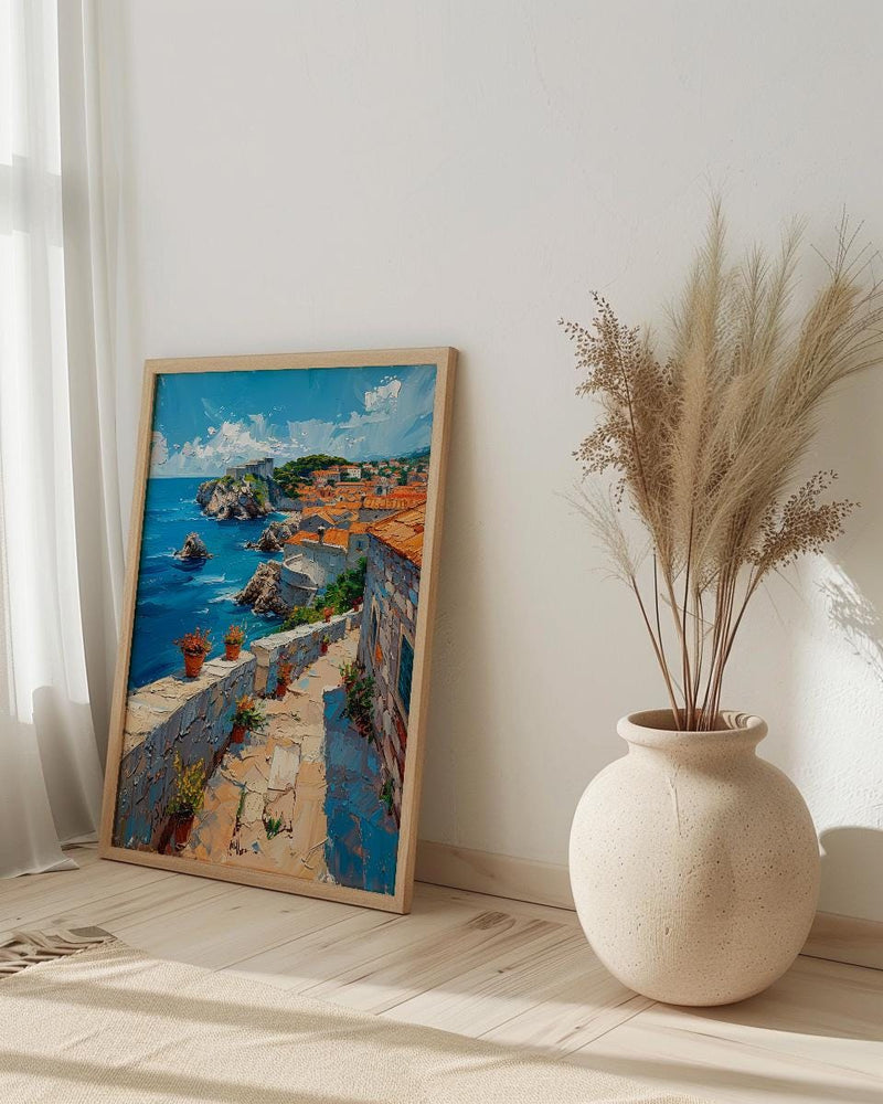 Dubrovnik Wall Art, Croatia Ocean Decor - Historic Stone Print