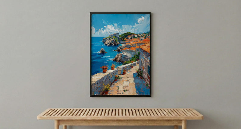 Dubrovnik Wall Art, Croatia Ocean Decor - Historic Stone Print
