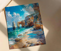 Algarve Portugal Poster, Ocean Cliff Decor - Turquoise Sea Art