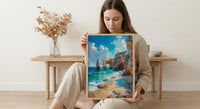 Algarve Portugal Poster, Ocean Cliff Decor - Turquoise Sea Art
