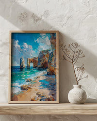 Algarve Portugal Poster, Ocean Cliff Decor - Turquoise Sea Art