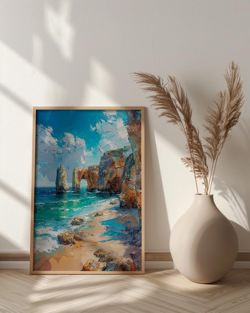 Algarve Portugal Poster, Ocean Cliff Decor - Turquoise Sea Art