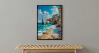 Algarve Portugal Poster, Ocean Cliff Decor - Turquoise Sea Art