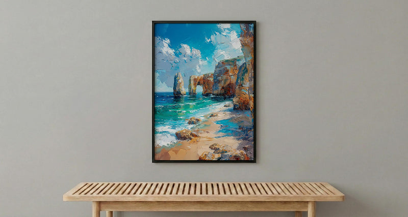 Algarve Portugal Poster, Ocean Cliff Decor - Turquoise Sea Art