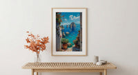 Capri Italy Wall Art, Faraglioni Rock Decor - Blue Ocean Poster