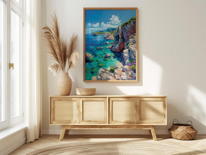 Corsica Art Print, France Coastal Decor - Red Granite Cliff