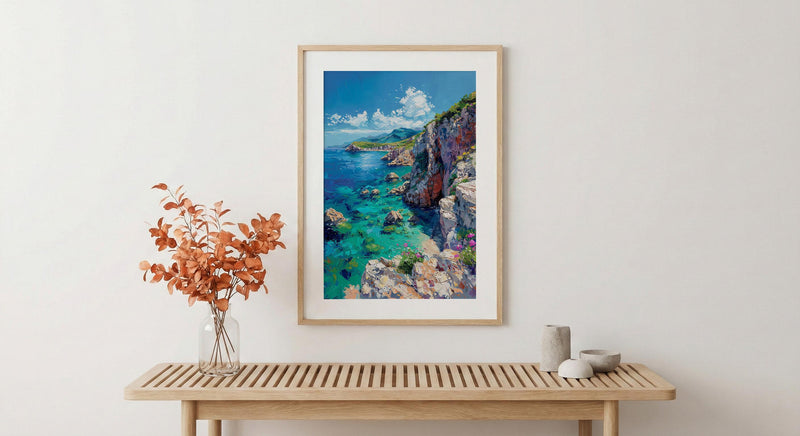 Corsica Art Print, France Coastal Decor - Red Granite Cliff
