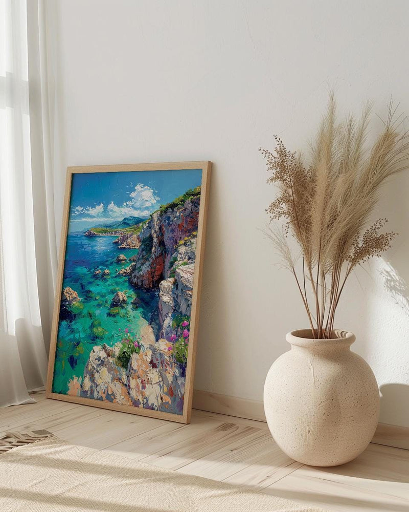 Corsica Art Print, France Coastal Decor - Red Granite Cliff