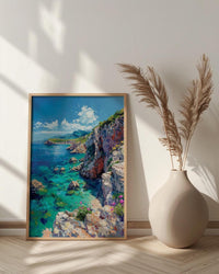 Corsica Art Print, France Coastal Decor - Red Granite Cliff