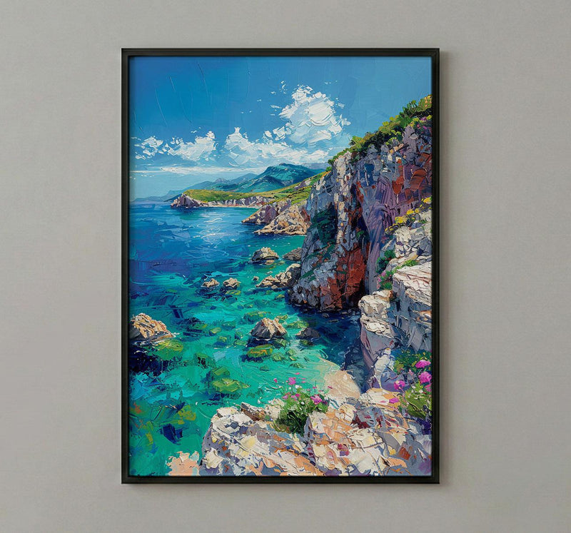 Corsica Art Print, France Coastal Decor - Red Granite Cliff