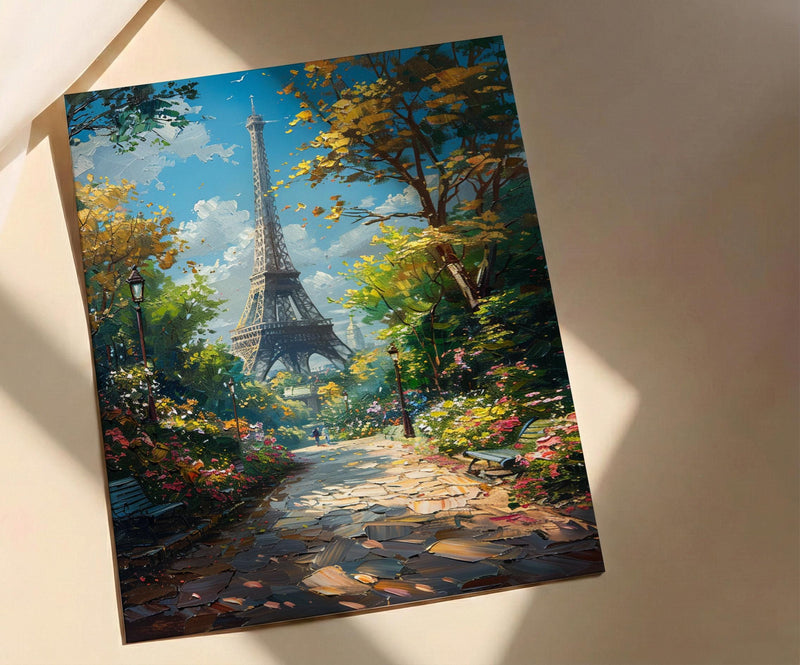 Paris Eiffel Tower Art, France City Decor - Lush Green Park