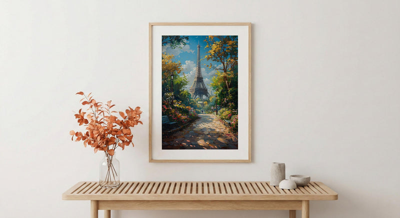 Paris Eiffel Tower Art, France City Decor - Lush Green Park