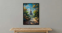 Paris Eiffel Tower Art, France City Decor - Lush Green Park