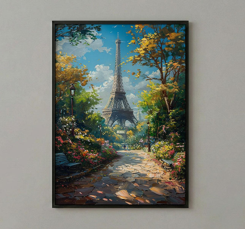 Paris Eiffel Tower Art, France City Decor - Lush Green Park