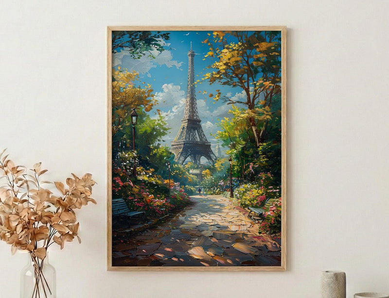 Paris Eiffel Tower Art, France City Decor - Lush Green Park