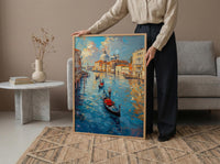 Venice Canal Wall Art, Italy City Decor - Black Gondola Print