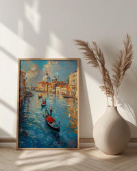 Venice Canal Wall Art, Italy City Decor - Black Gondola Print