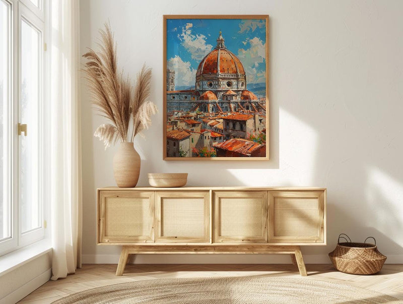 Florence Duomo Poster, Italy City Decor - Terracotta Dome Art
