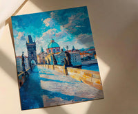 Prague Bridge Art Print, Czech Republic Decor - Historic Statue