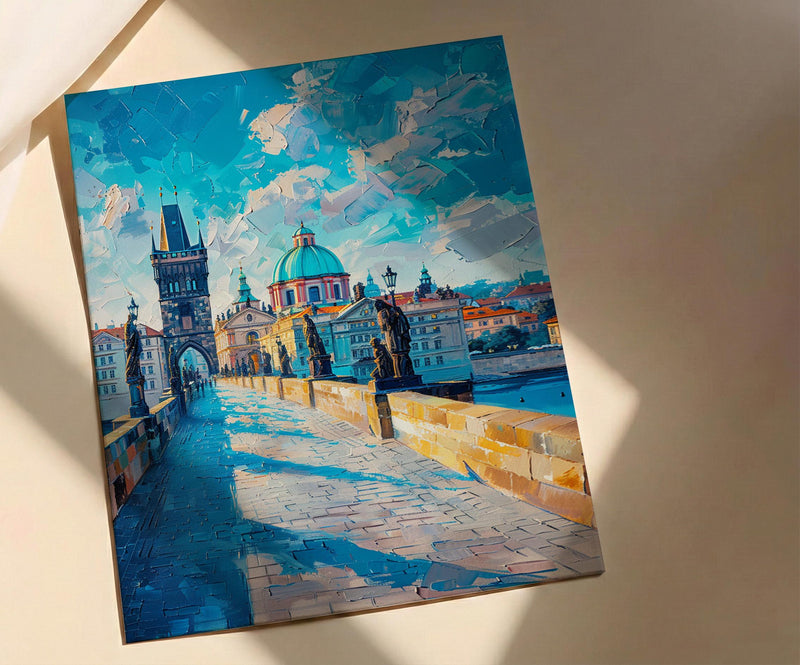 Prague Bridge Art Print, Czech Republic Decor - Historic Statue