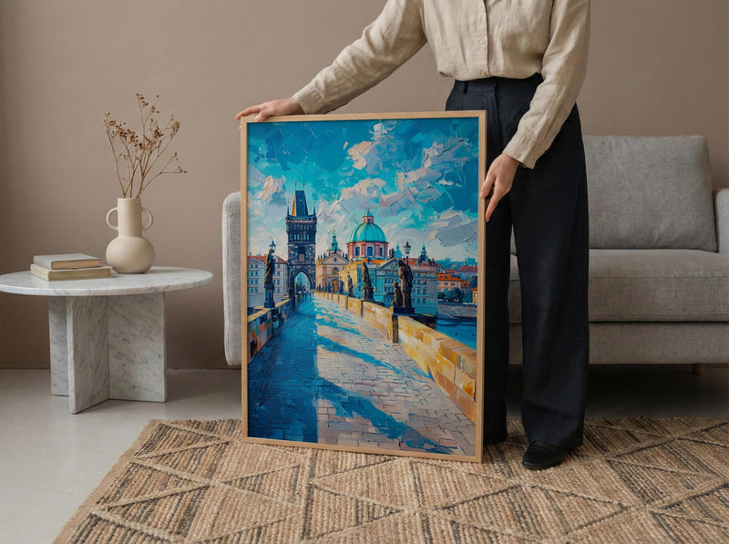 Prague Bridge Art Print, Czech Republic Decor - Historic Statue