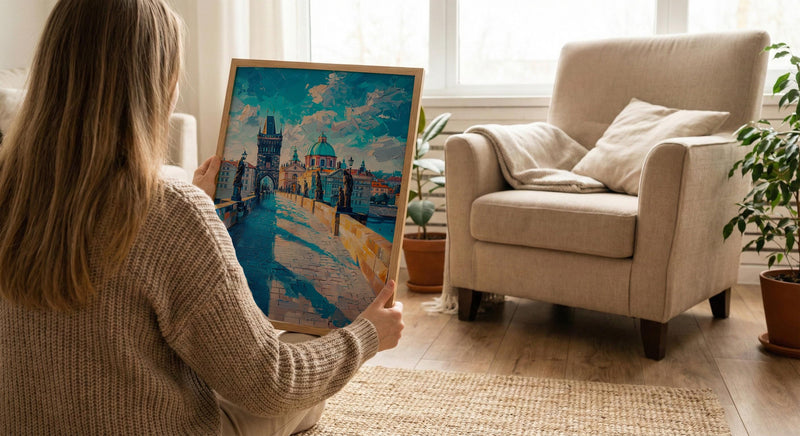 Prague Bridge Art Print, Czech Republic Decor - Historic Statue
